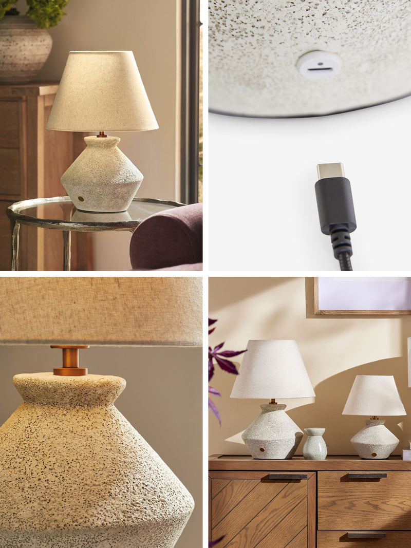 Grey Kineton large rechargeable table lamp, imported from the UK