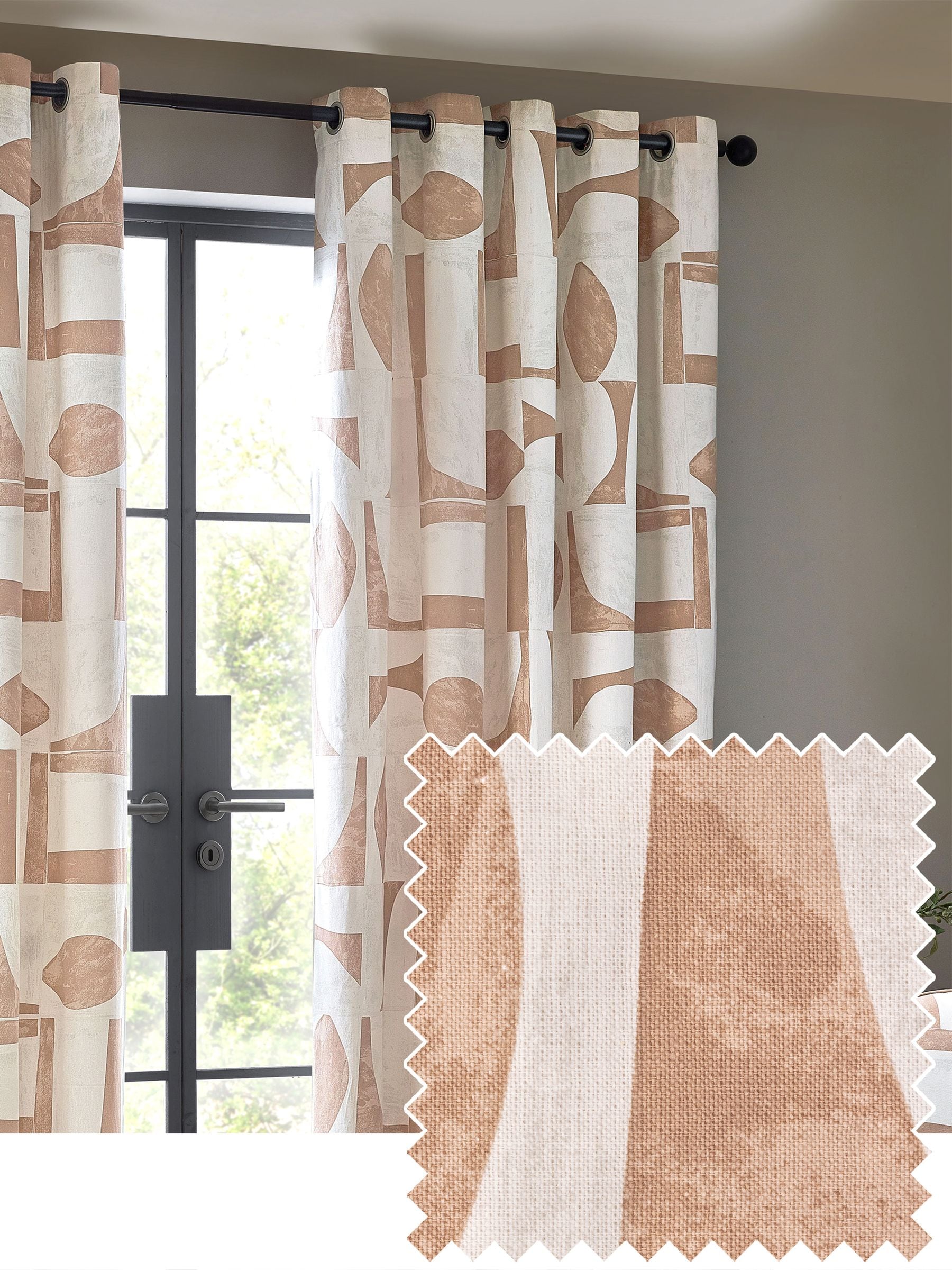 HÖEM Clay Carro abstract geometric eyelet curtains 229cm - British product