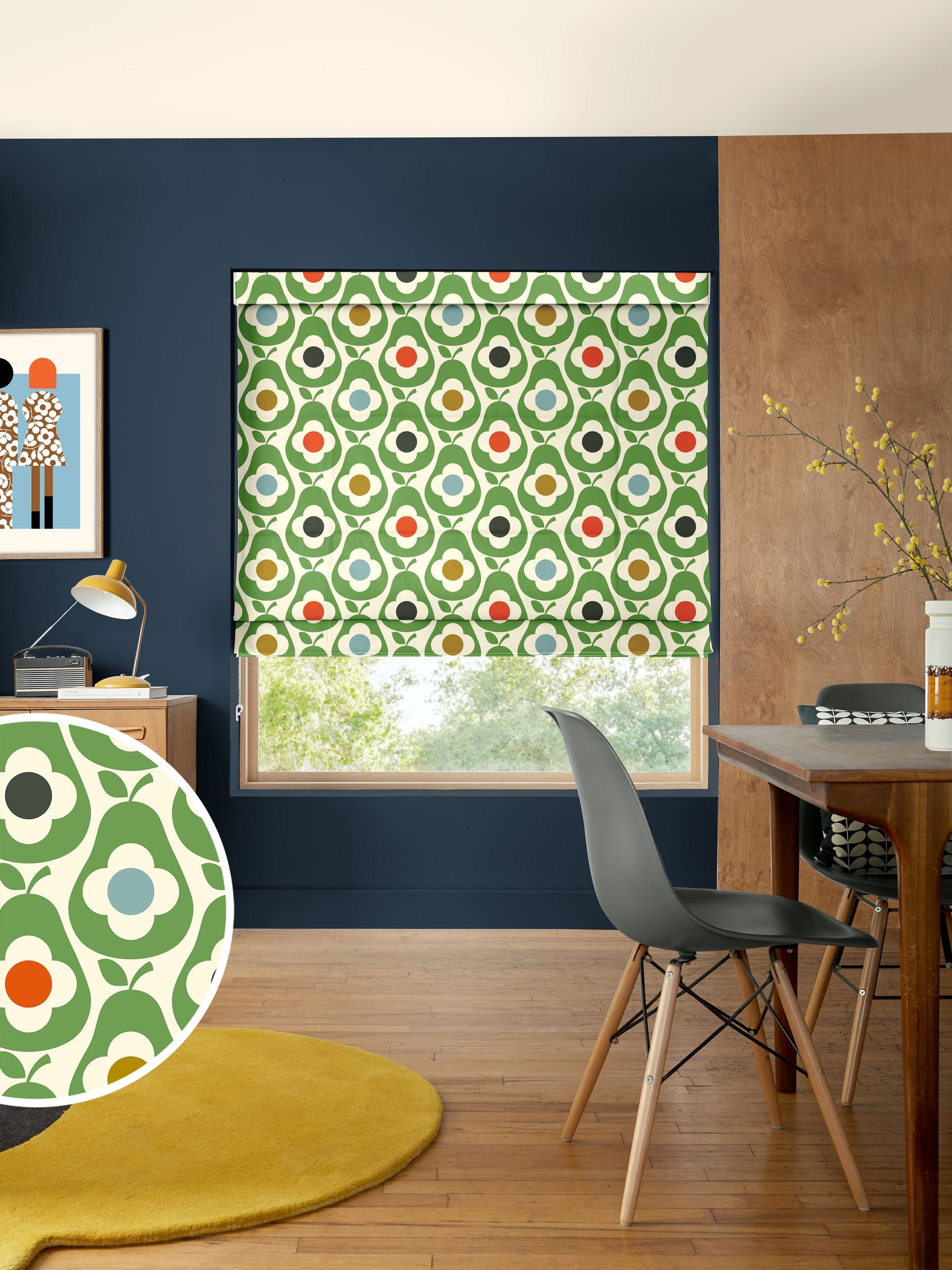 Orla Kiely roman blinds Green Multi Pear made to measure - British product