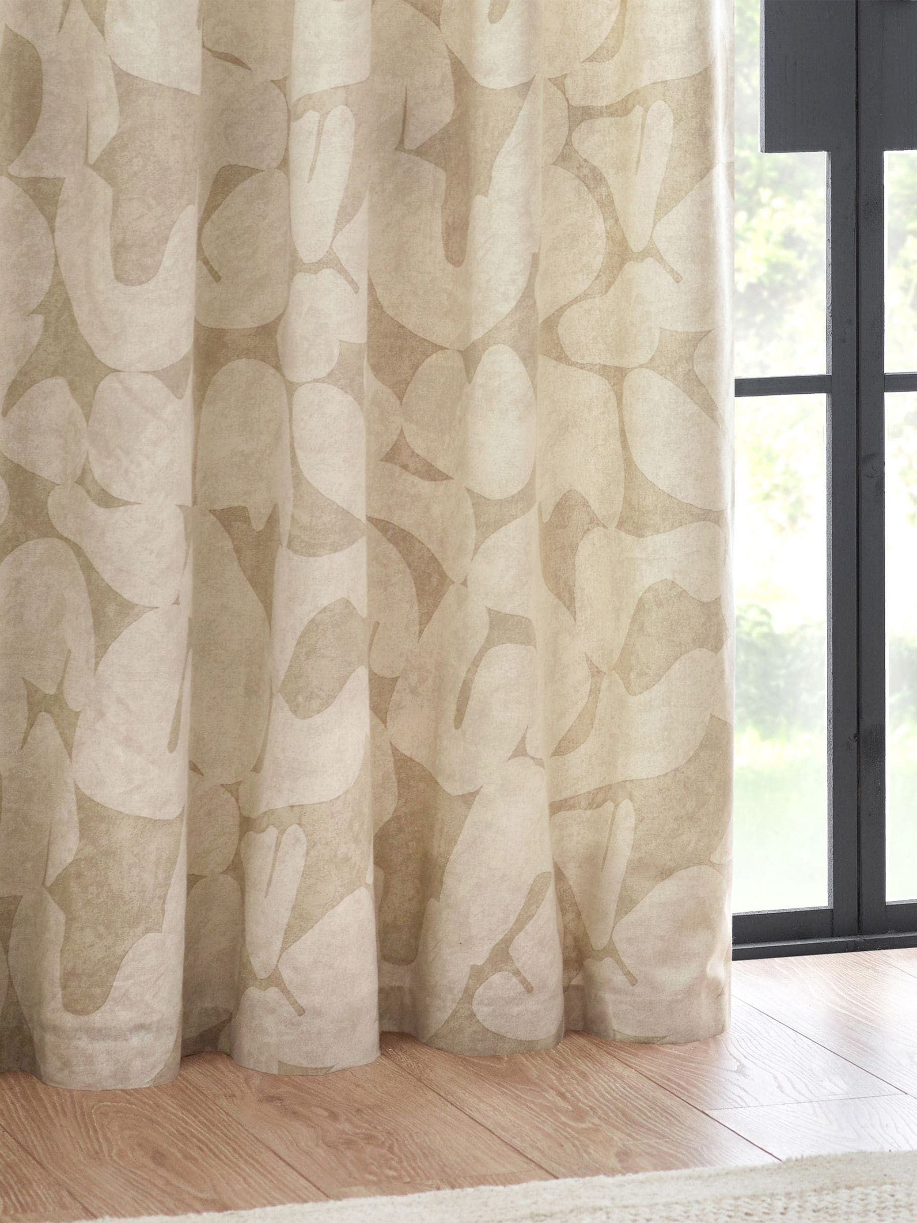 HÖEM Natural Brinn abstract geometric eyelet curtains - British product