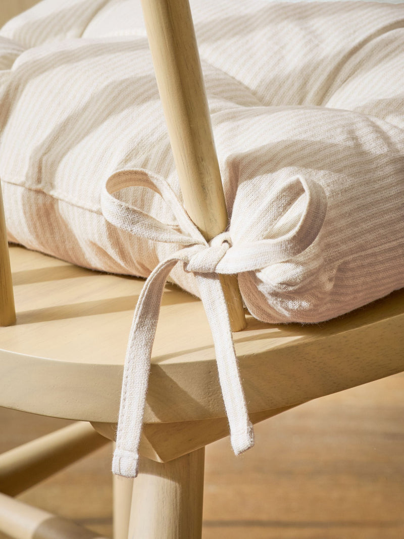 Natural Bronx stripe chair cushions set of 2, imported from the UK