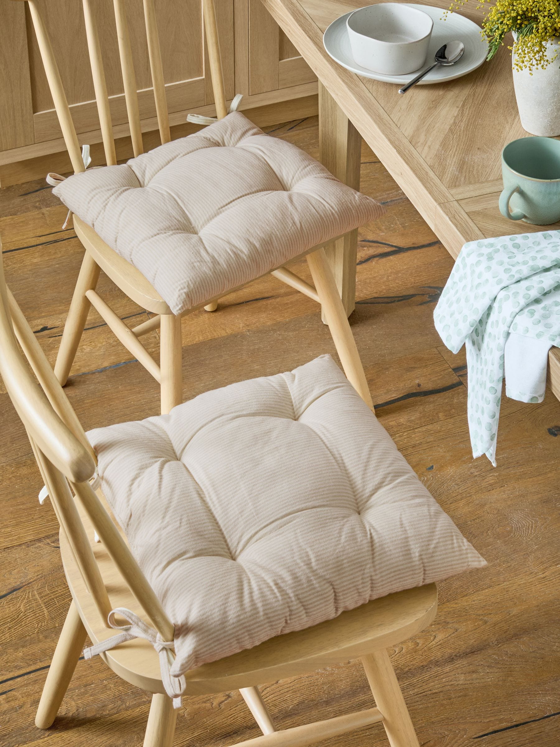 Natural Bronx Stripe Dining Bench Cushion