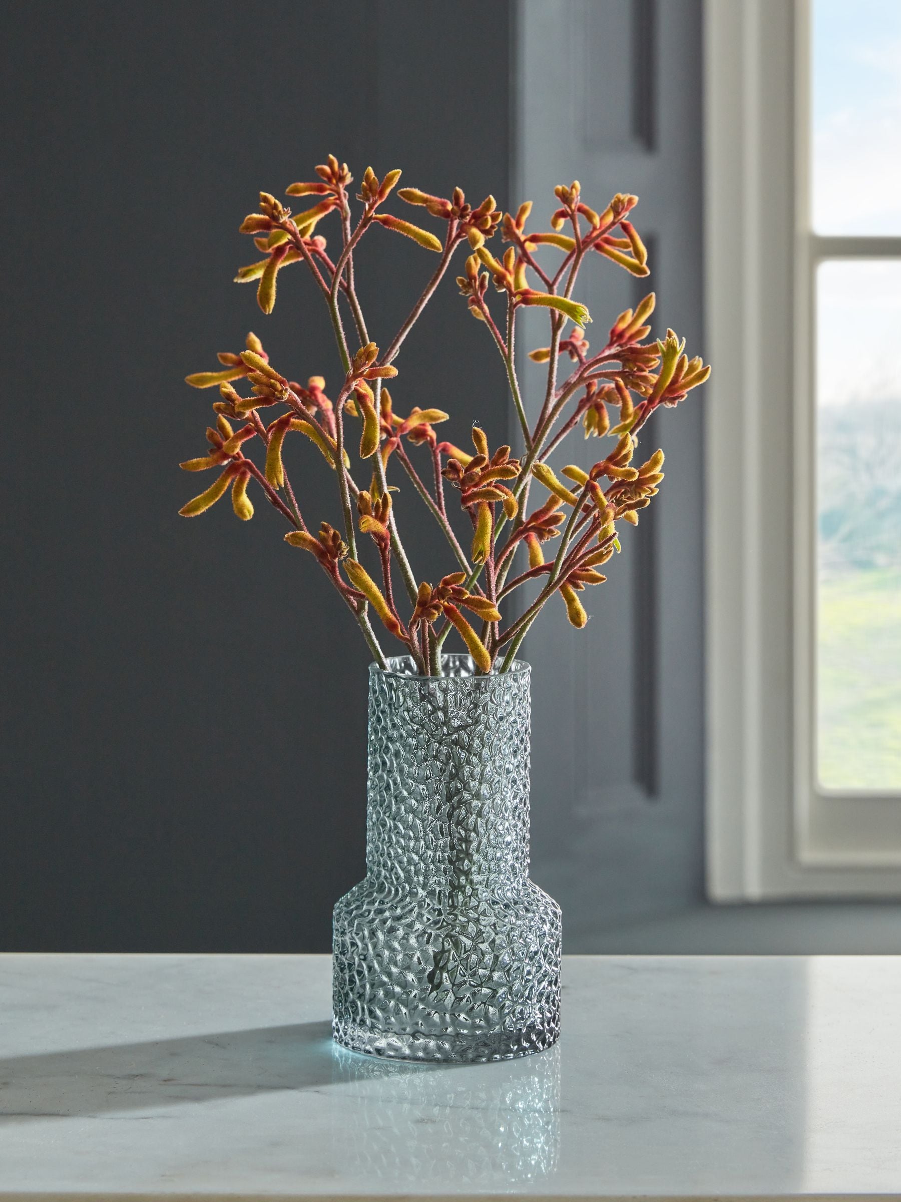 Blue Textured Glass Vase