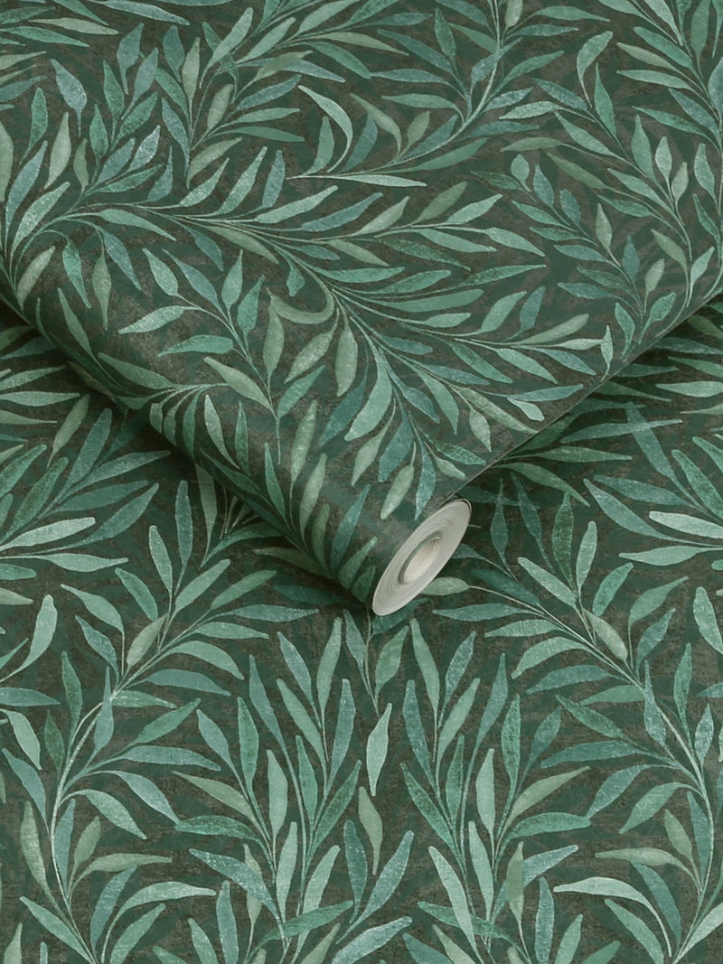 Graham & Brown Green Salix Leaves wallpaper (British brand)