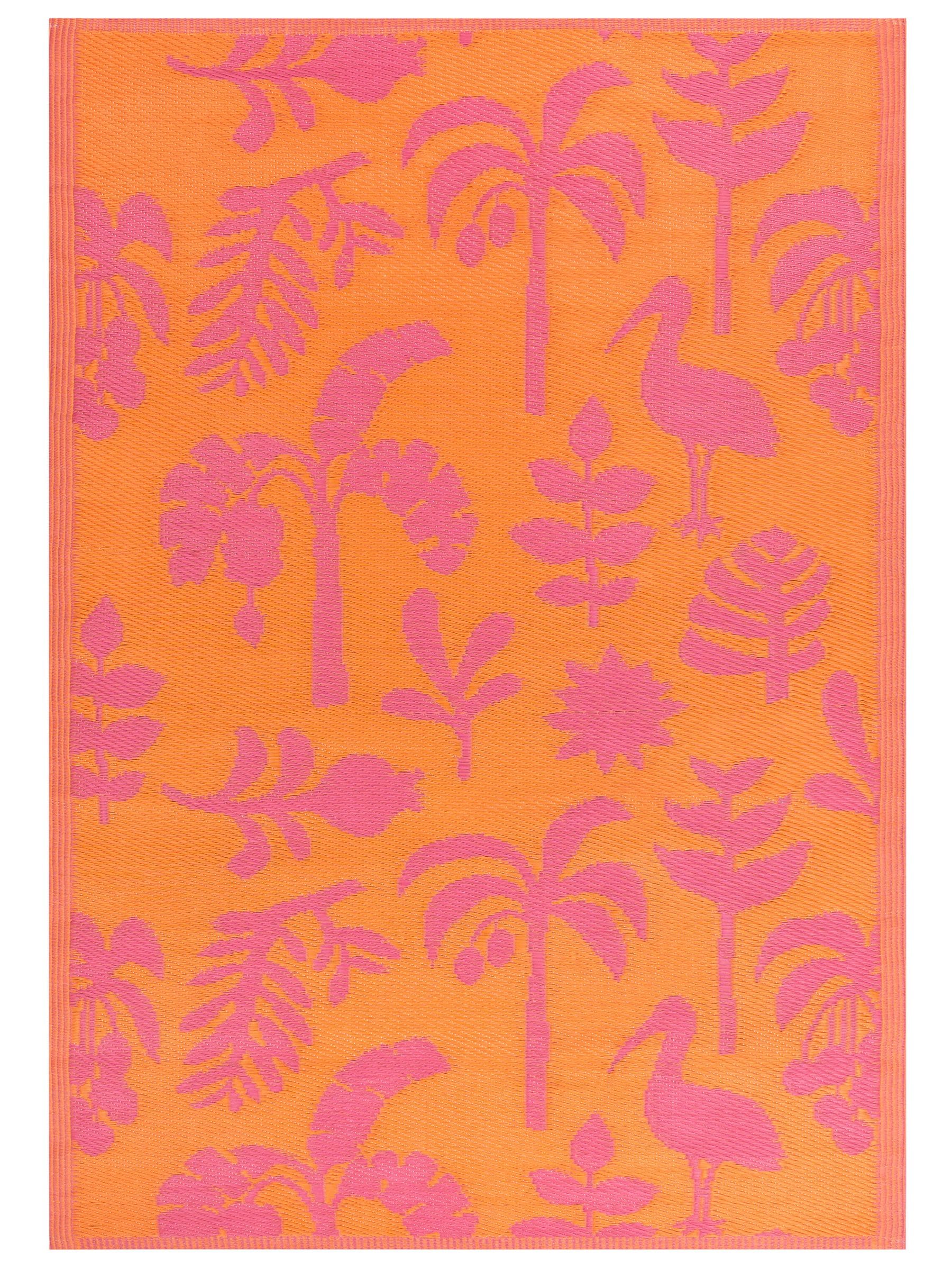 Furn Marula tropical outdoor rug in orange pink, UK version