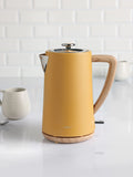 Ochre Yellow Bronx Wood Effect Kettle