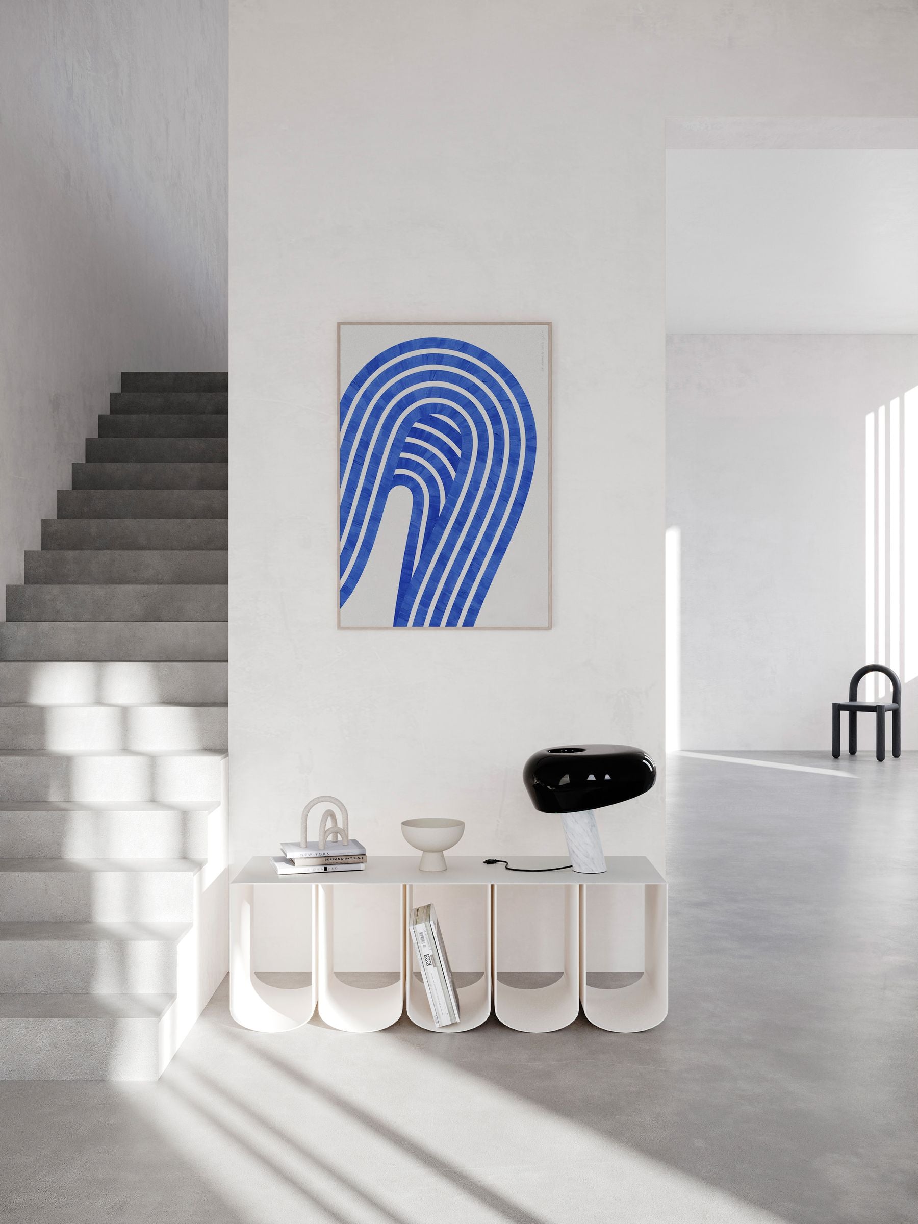 Paper Collective Blue Entropy blue 01 framed art print in oak frame, imported from the UK