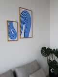 Paper Collective Blue Entropy blue 01 framed art print in oak frame, imported from the UK