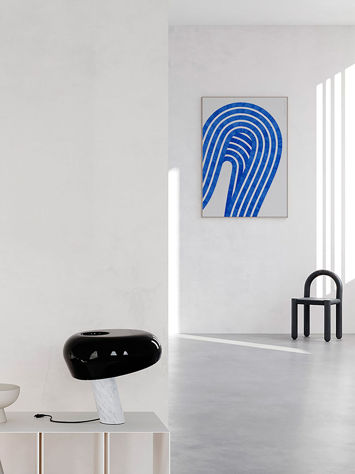Paper Collective Blue Entropy blue 01 framed art print in oak frame, imported from the UK