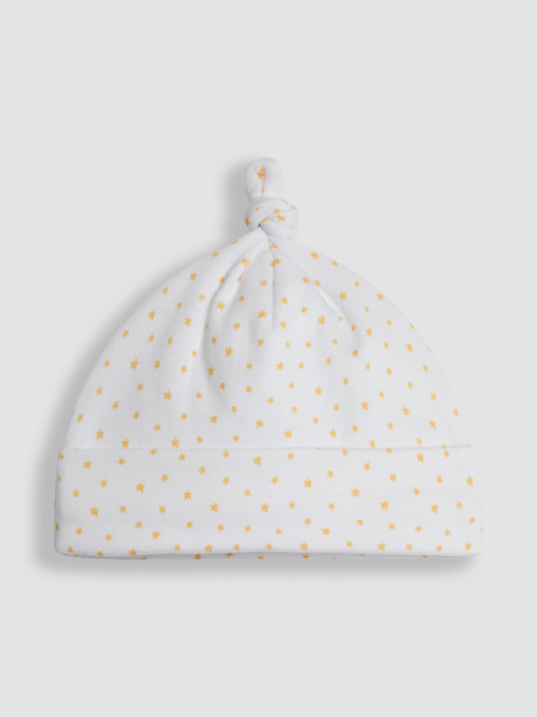 JoJo Maman Bébé white newborn hat with star embroidery (British brand)