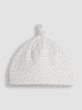 JoJo Maman Bébé white newborn hat with star embroidery (British brand)