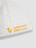 JoJo Maman Bébé white newborn hat with star embroidery (British brand)