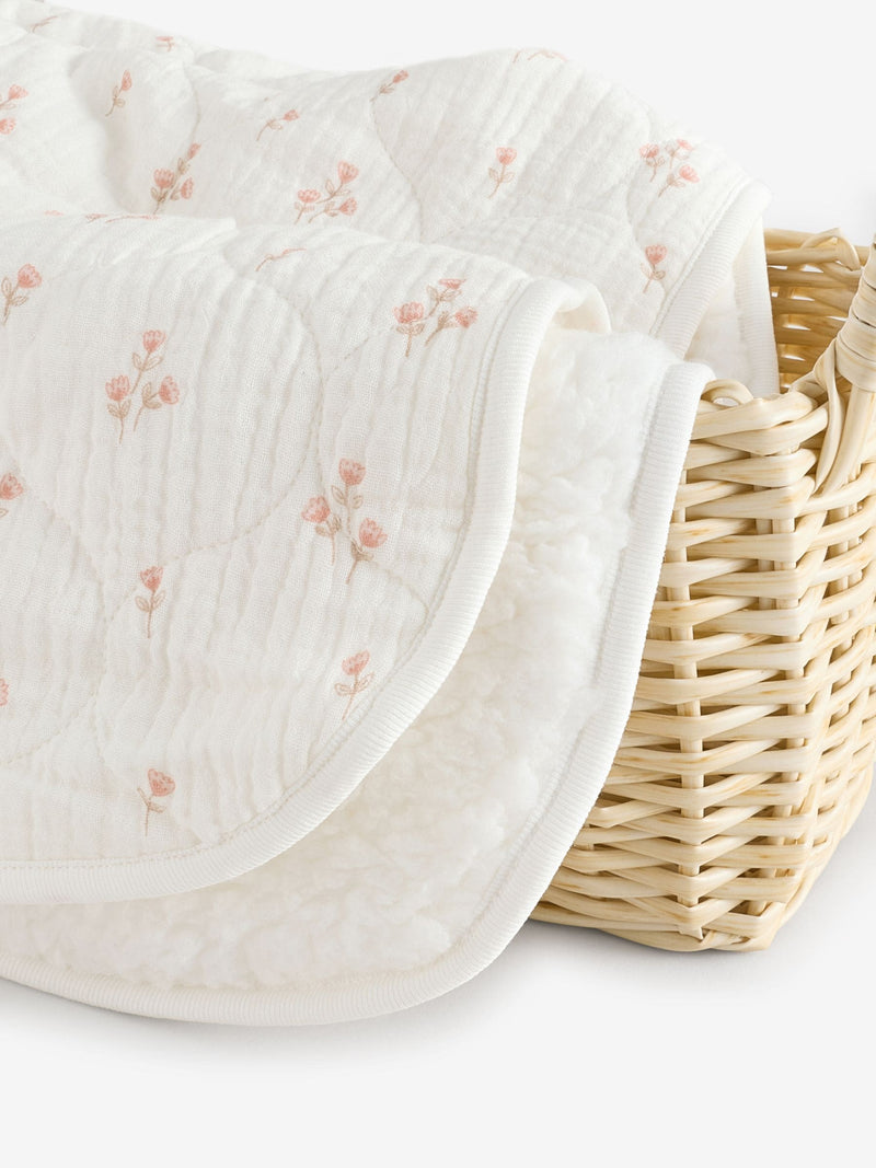 Blanket floral muslin baby fleece 80cm x 70cm, UK version