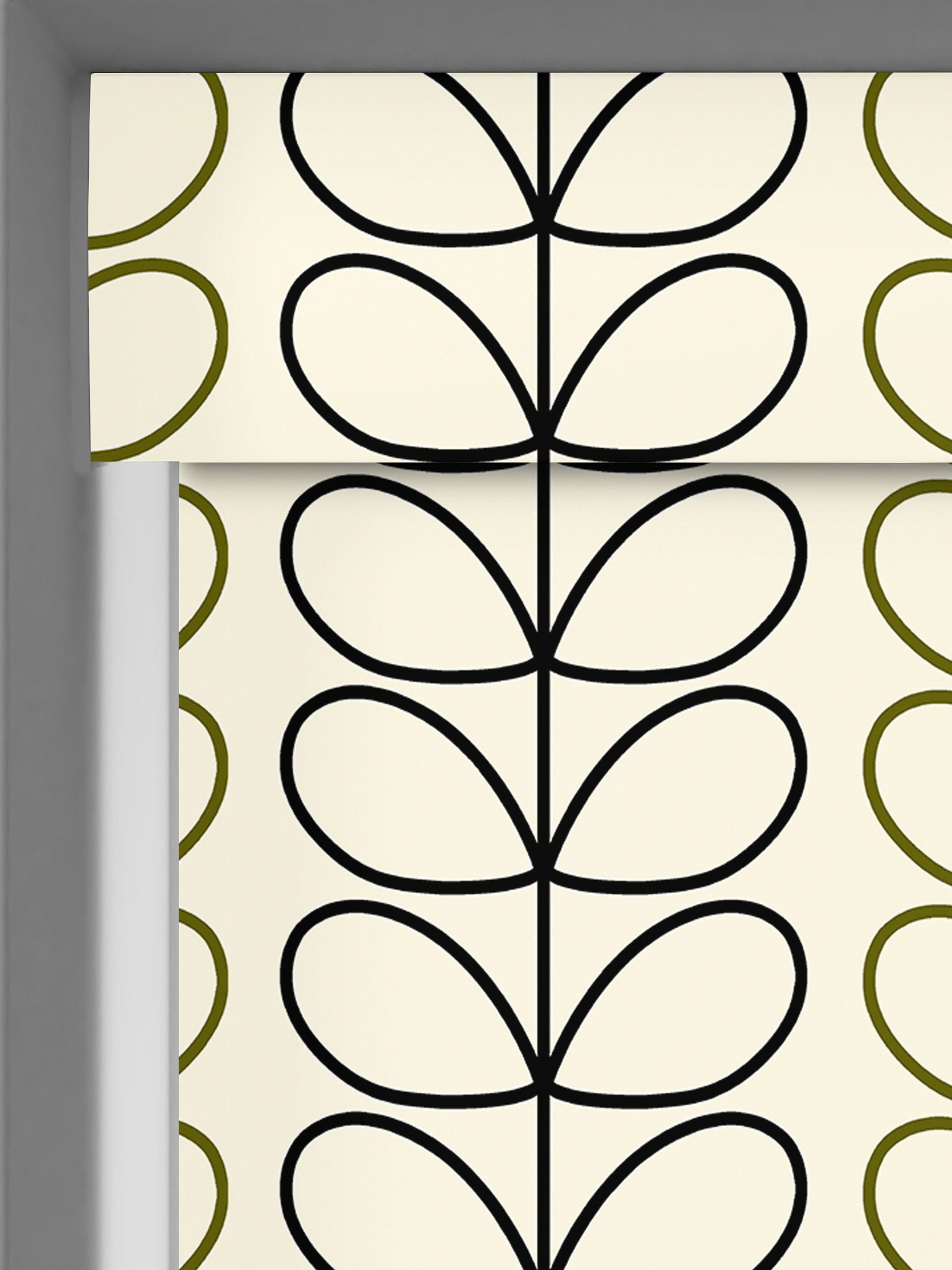 Orla Kiely black and olive green Linear Stem roller blinds, UK version