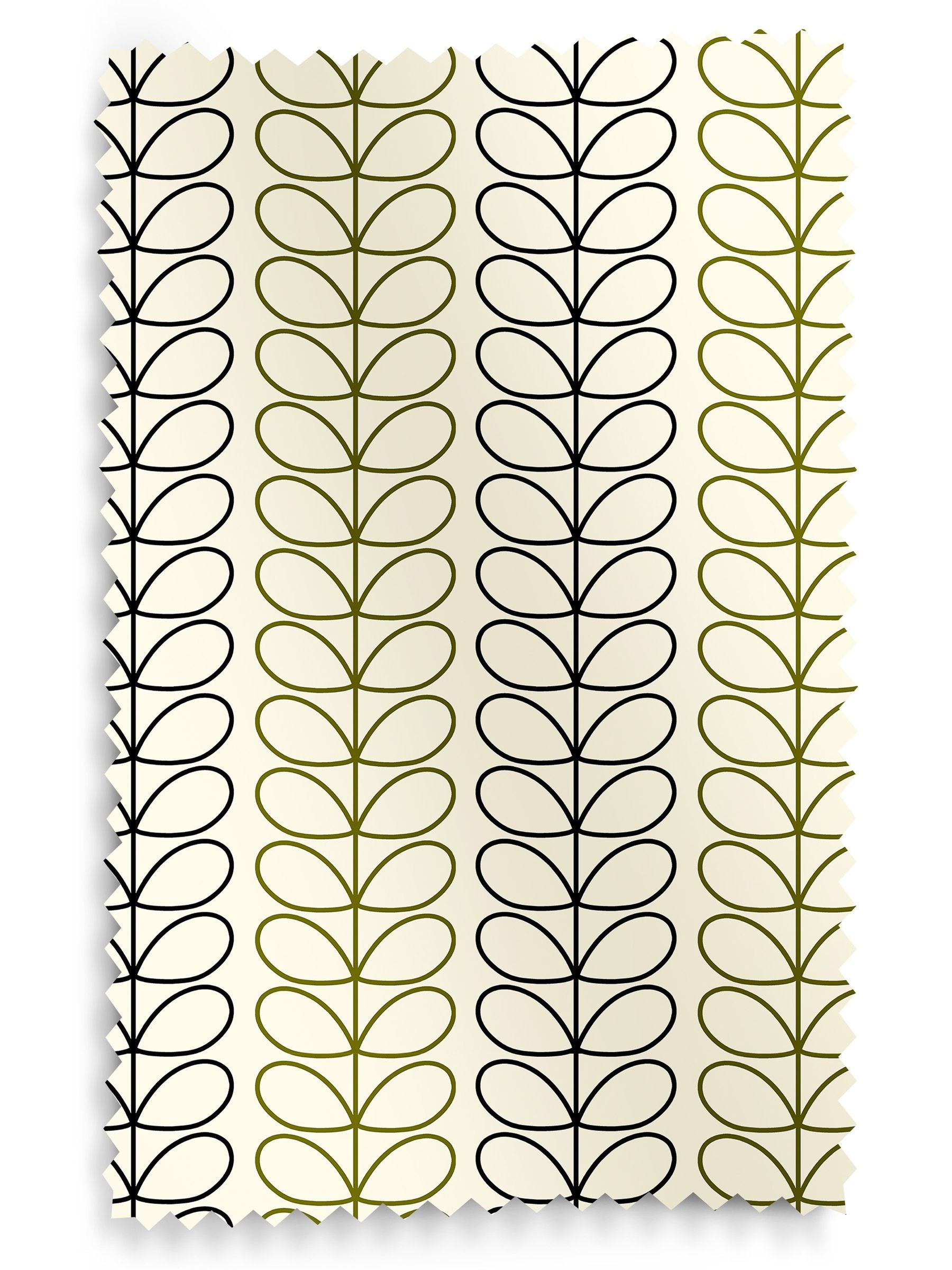 Orla Kiely black and olive green Linear Stem roller blinds, UK version
