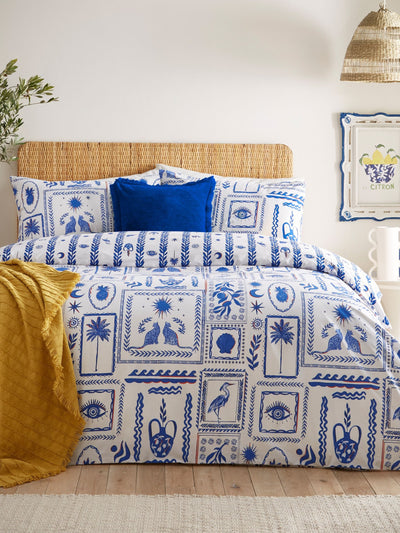 Next Furn Blue Frieze Abstract Reversible Duvet Cover and Pillowcase Set- Buy online at McGrocer