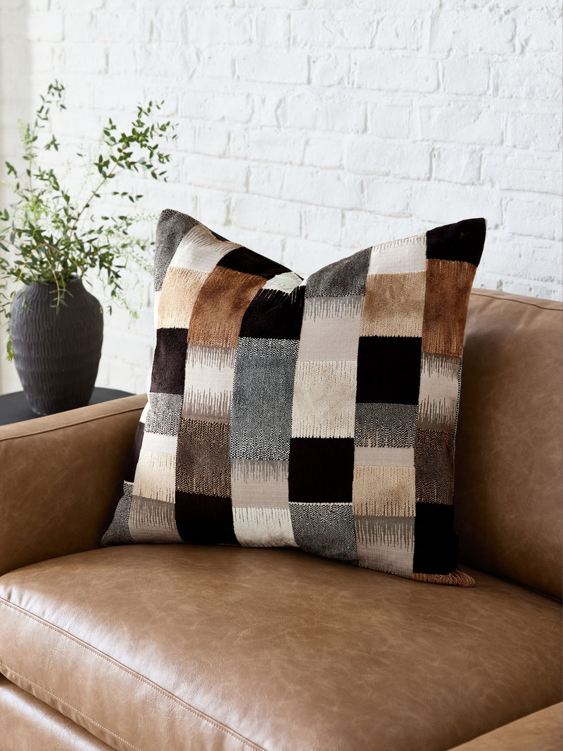 Cut velvet retro cushion black white 59cm - British product