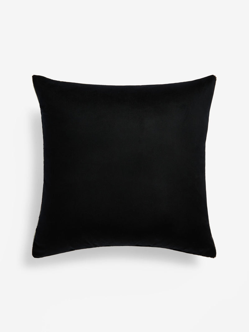 Cut velvet retro cushion black white 59cm - British product