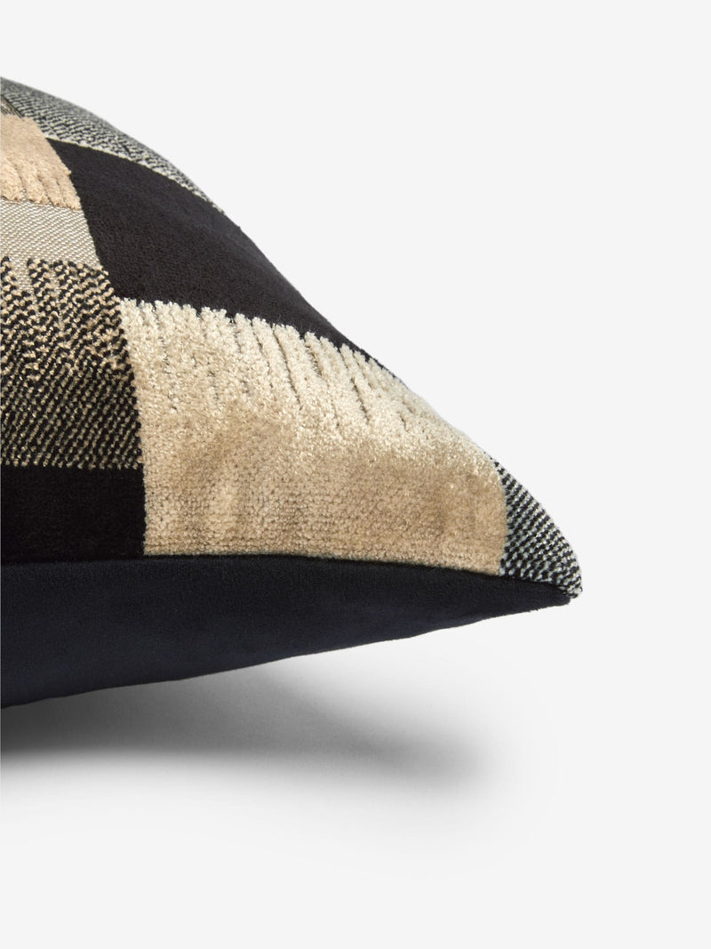 Cut velvet retro cushion black white 59cm - British product