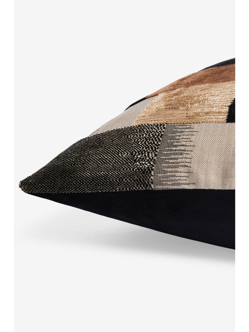 Cut velvet retro cushion black white 59cm - British product