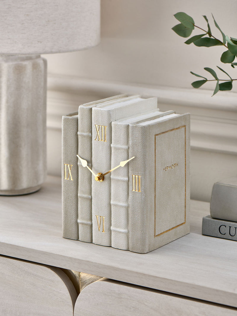 Beige Chic Books Clock realistic resin clock - British product