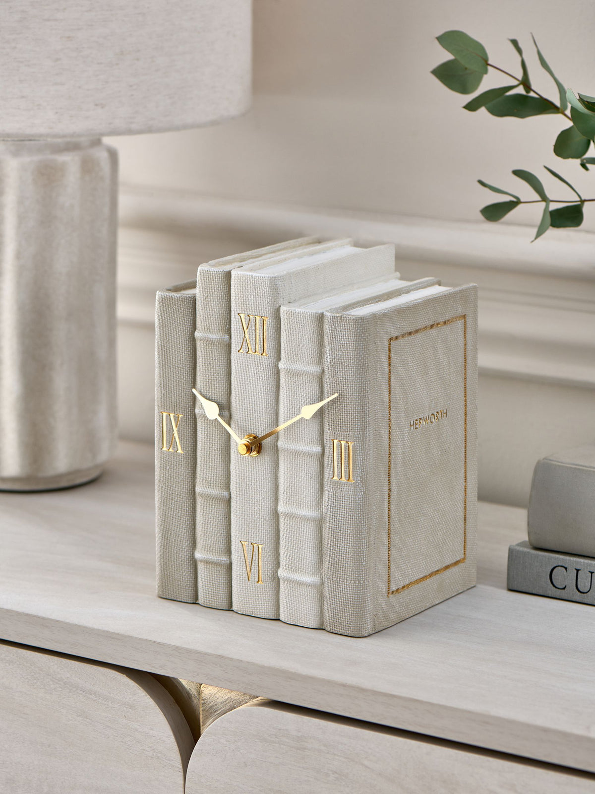 Beige Chic Books Clock realistic resin clock - British product