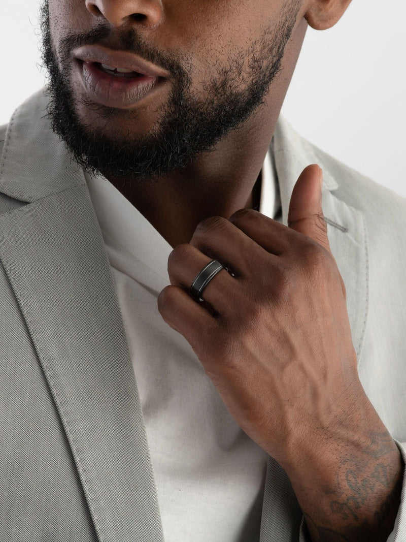 Beaverbrooks Black Platinum and Zirconium Wedding Ring