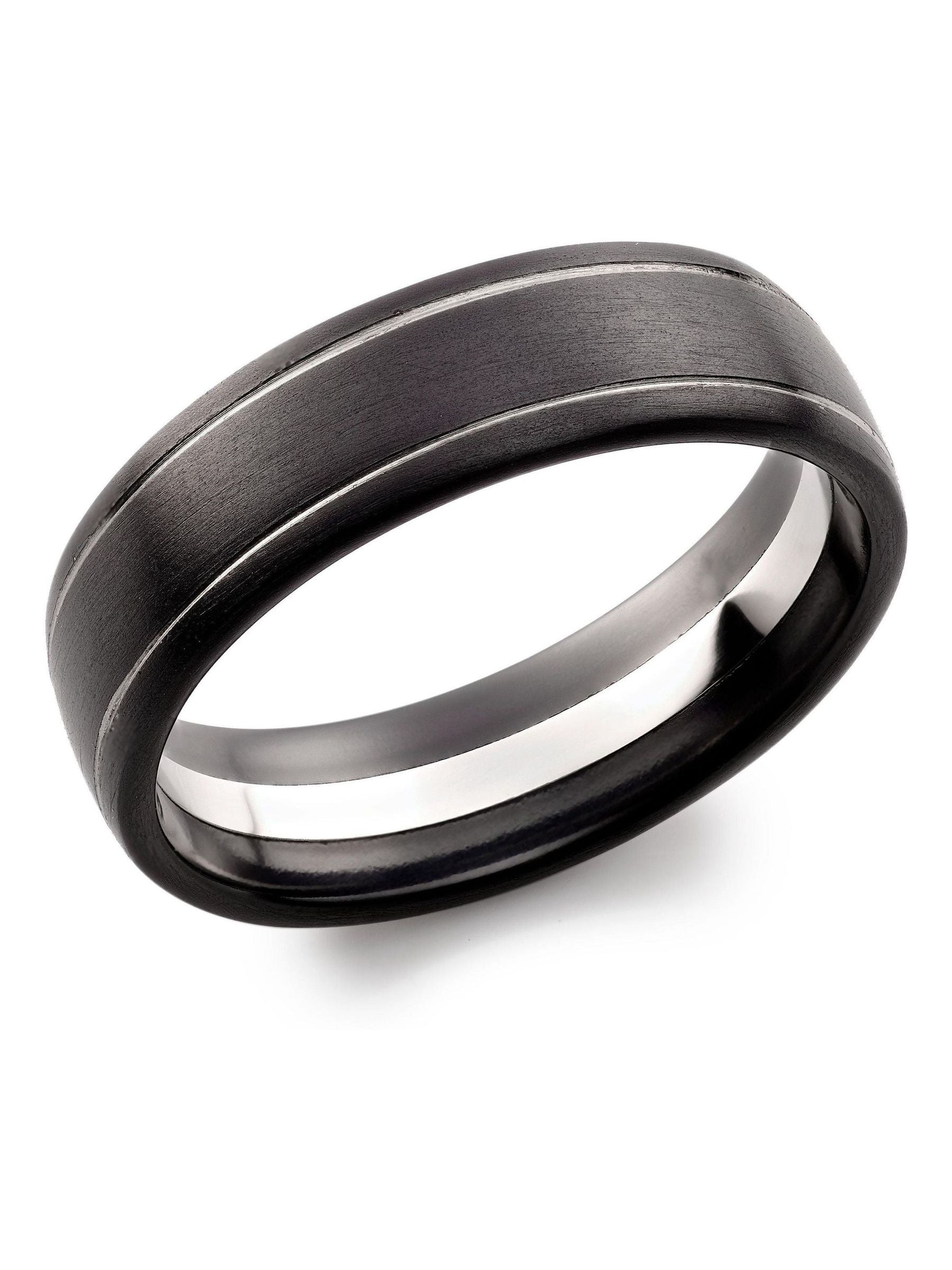 Beaverbrooks Black Platinum and Zirconium Wedding Ring