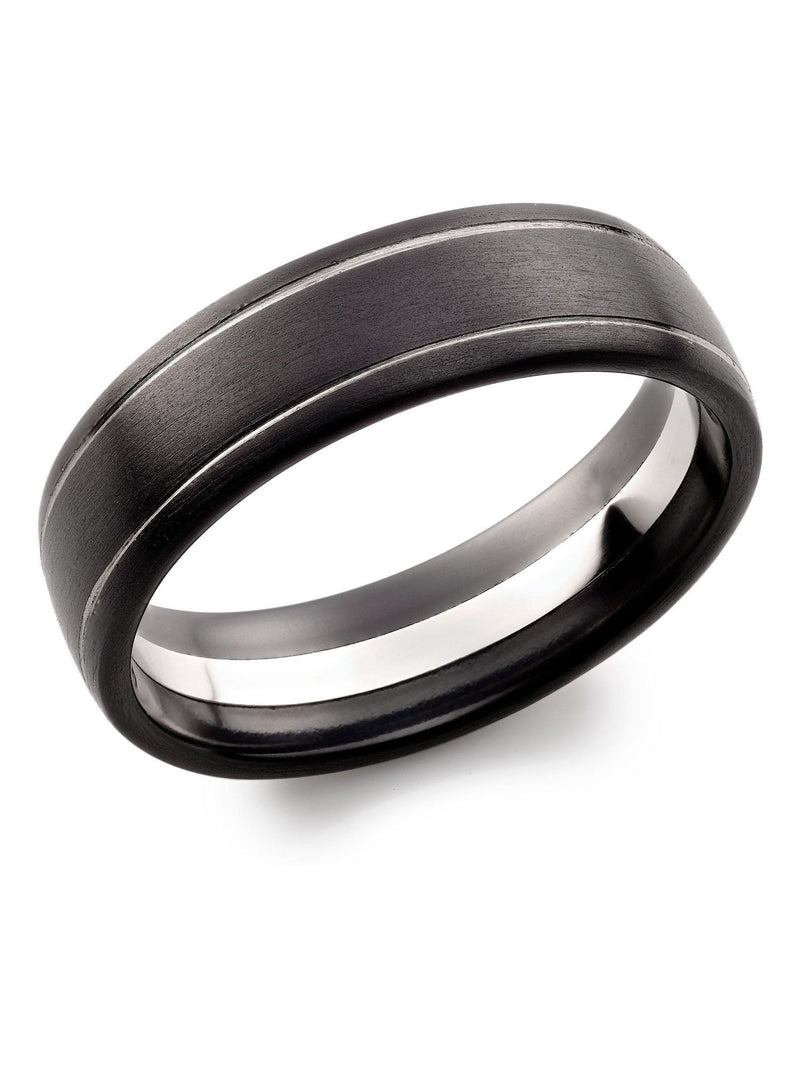 Beaverbrooks Black Platinum and Zirconium Wedding Ring