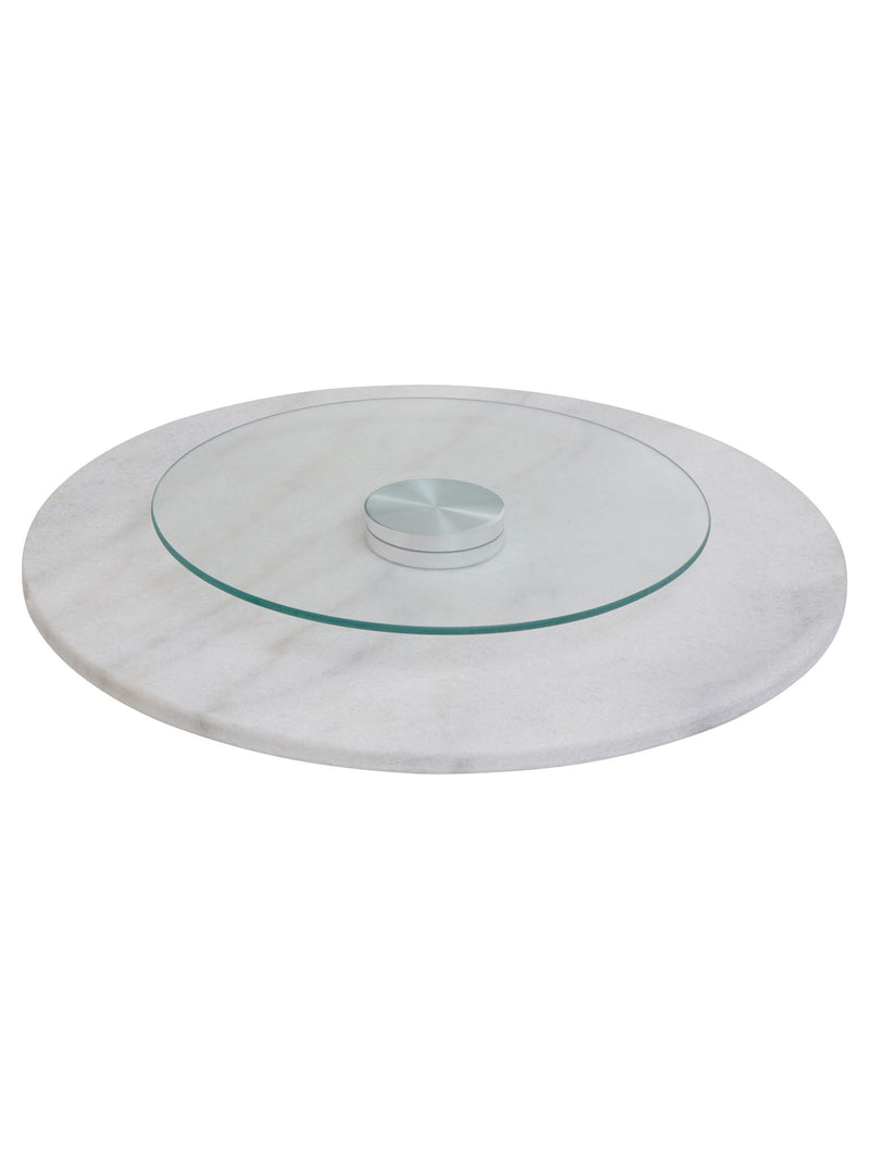 Premier white round marble lazy Susan 35cm, imported from the UK