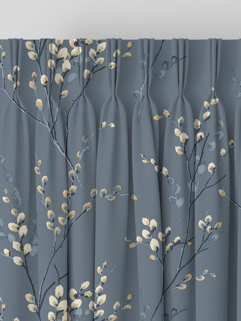 Laura Ashley Dark Seaspray Blue Pussy Willow curtains, UK version