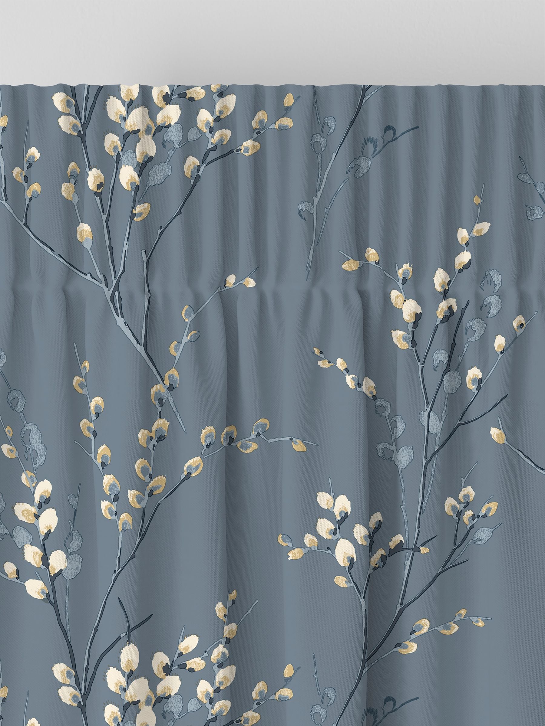 Laura Ashley Dark Seaspray Blue Pussy Willow curtains, UK version
