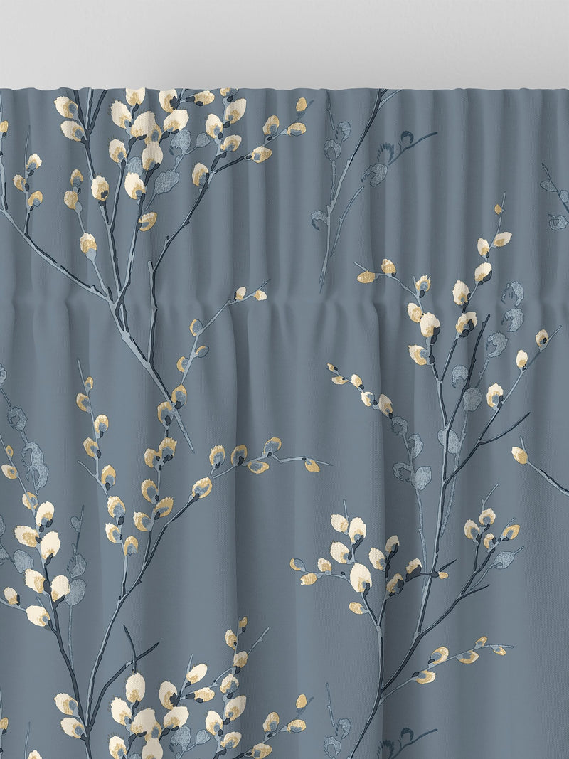 Laura Ashley Dark Seaspray Blue Pussy Willow curtains, UK version