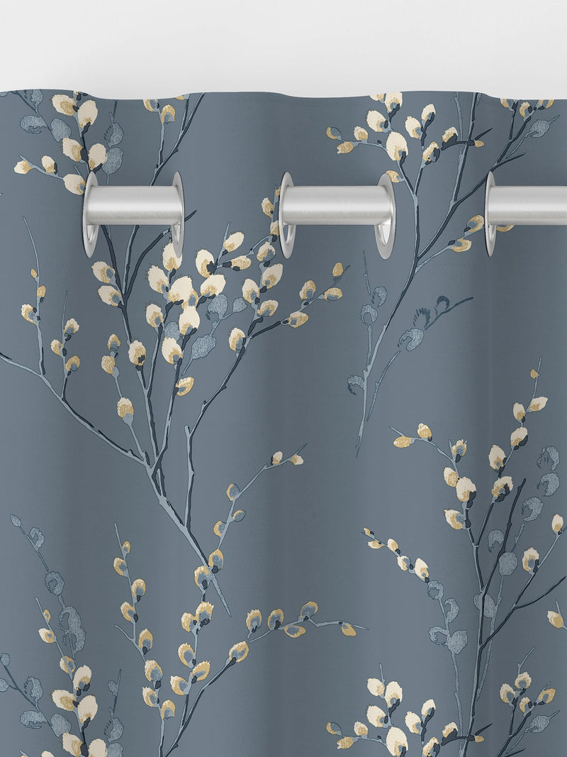 Laura Ashley Dark Seaspray Blue Pussy Willow curtains, UK version