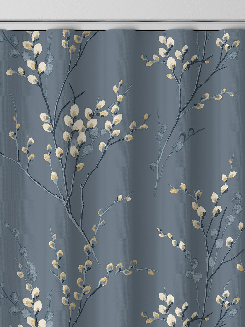 Laura Ashley Dark Seaspray Blue Pussy Willow curtains, UK version