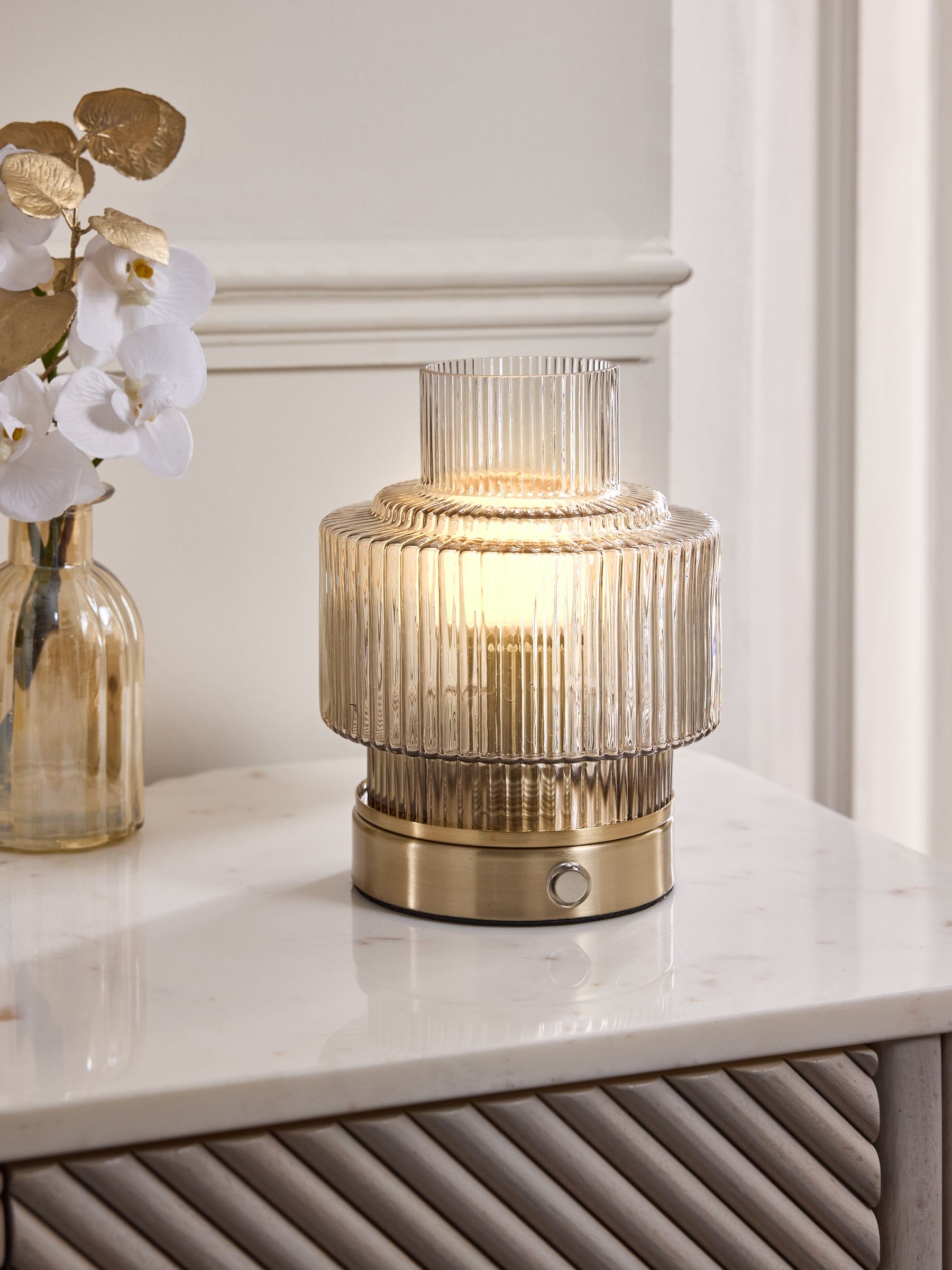Lipsy brass USB rechargeable table lamp 20cm - British product
