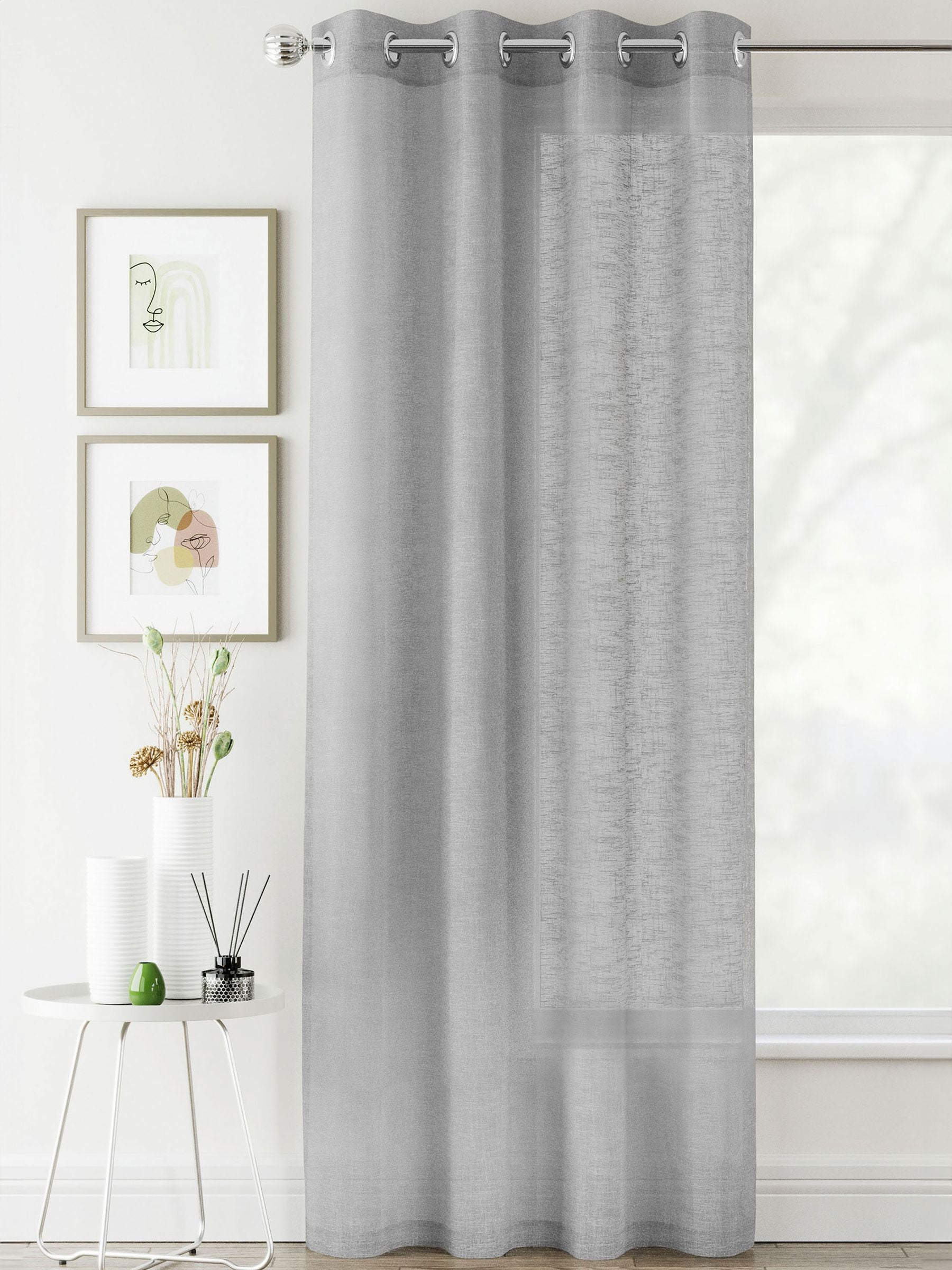 Enhanced Living Silver Crete Voile Panel 140x137cm, imported from the UK