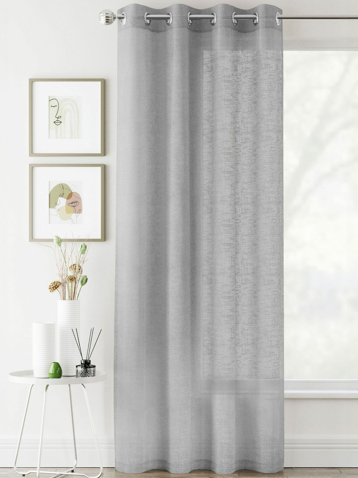 Enhanced Living Silver Crete Voile Panel 140x137cm, imported from the UK