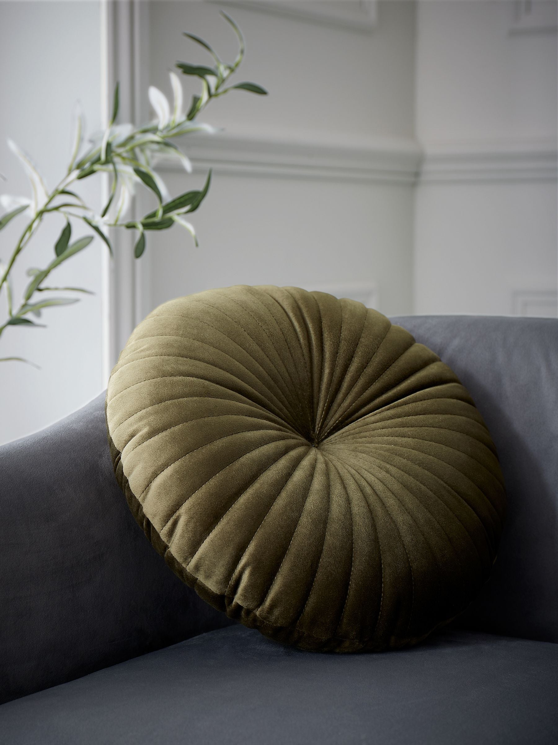 Catherine Lansfield Navy Blue Round Soft Touch Cushion 40x40 cm