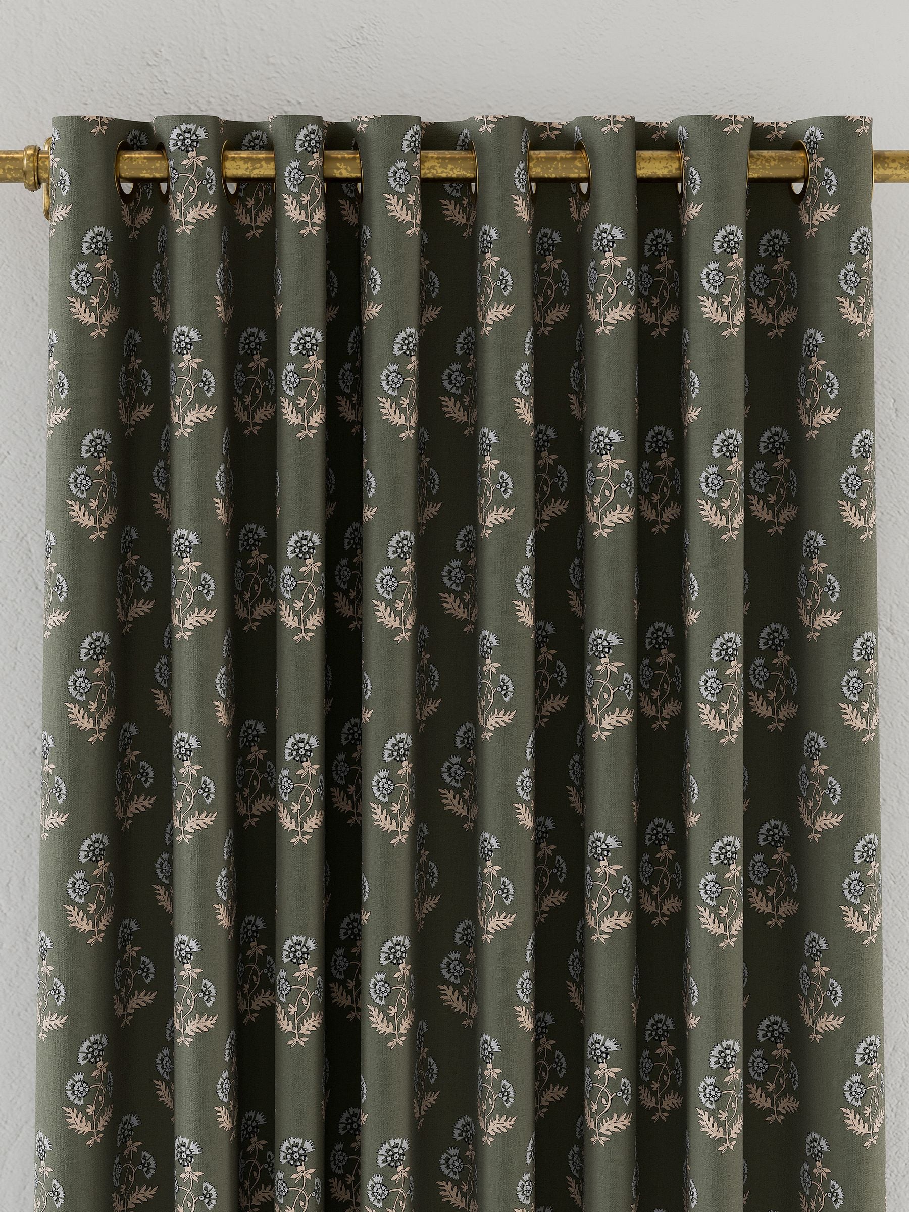 Joules Olive Chamomile blackout eyelet curtains 229x183cm (British brand)