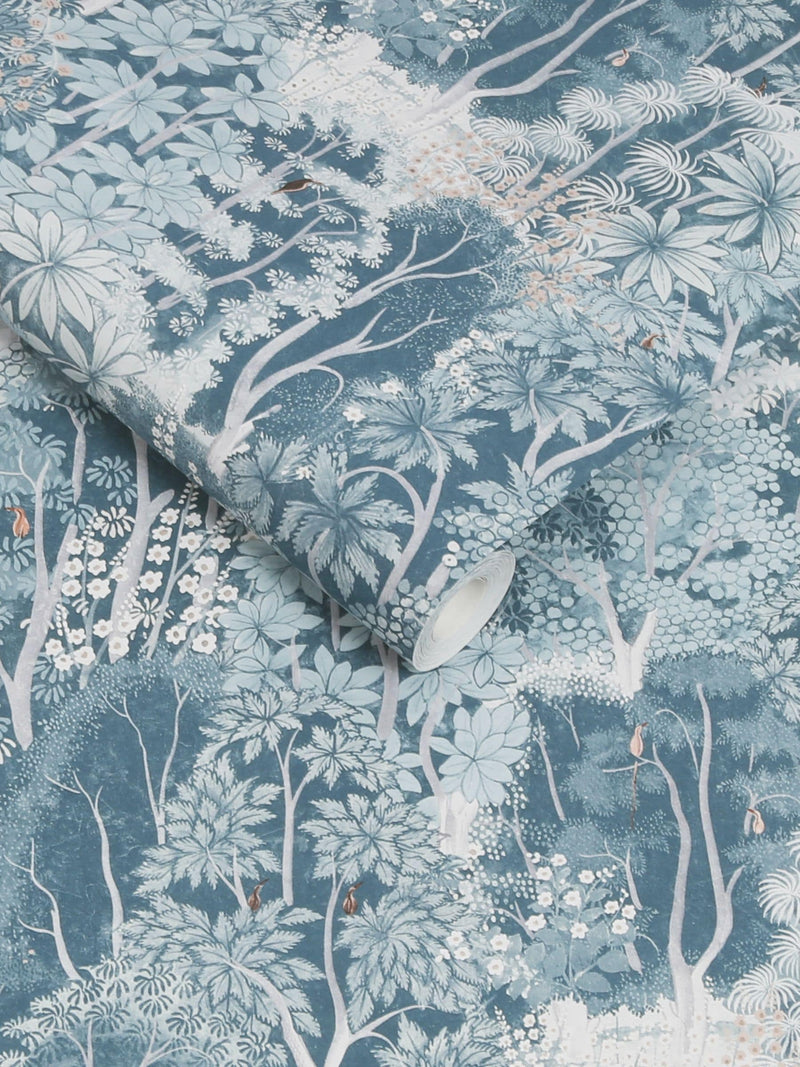 Graham & Brown Blue New Eden Porcelain wallpaper sample (British brand)