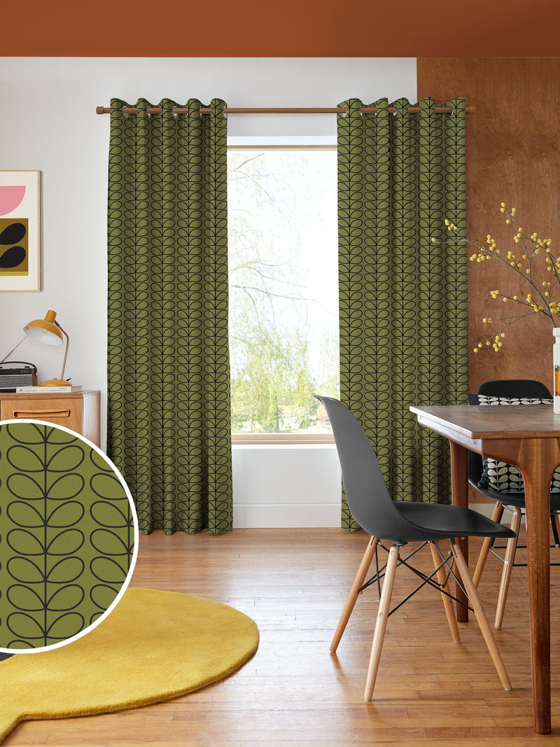 Orla Kiely Olive Green Linear Stem made to measure curtains (British brand)
