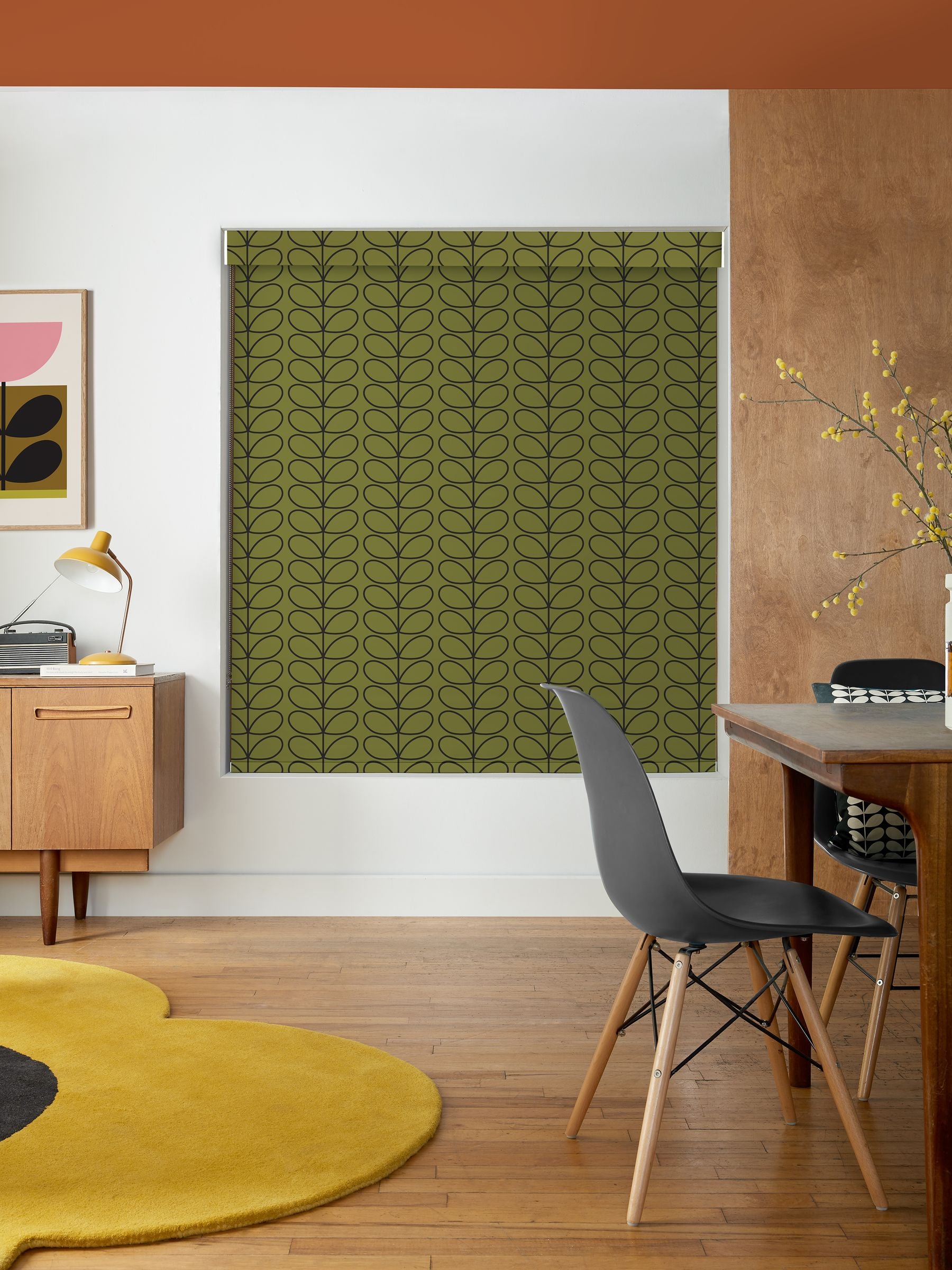 Orla Kiely roller blinds Olive Green Linear Stem made to measure, UK version