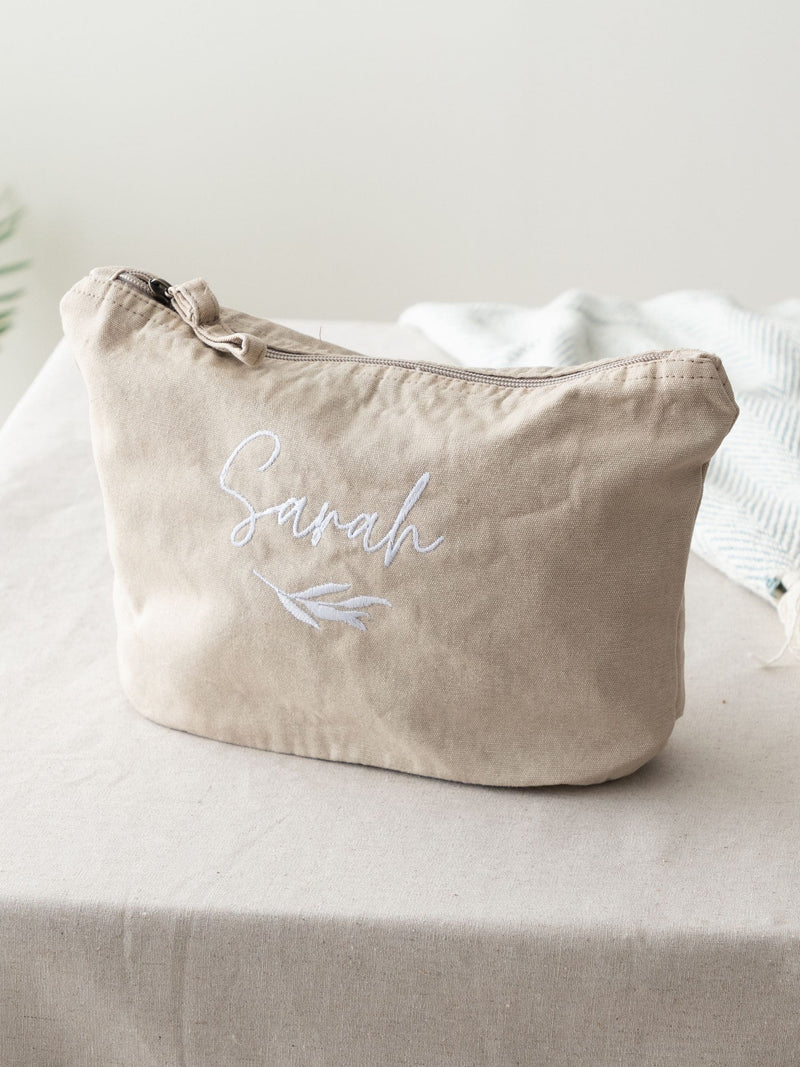 No Ordinary Gift embroidered leafy design makeup bag 18x21cm, UK version