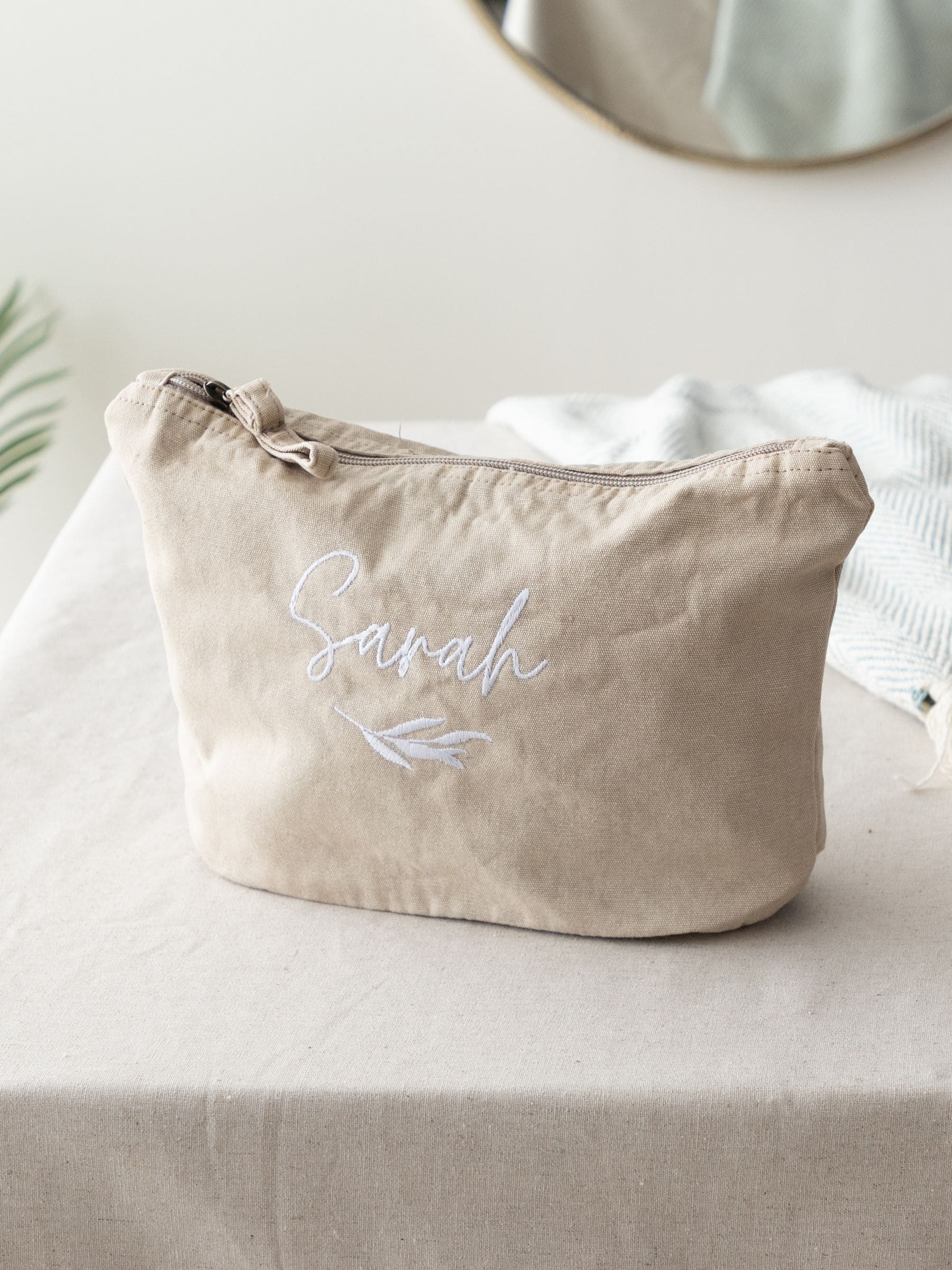 No Ordinary Gift embroidered leafy design makeup bag 18x21cm, UK version