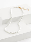 White glass pearl short necklace with gold-tone clasp, imported from the UK
