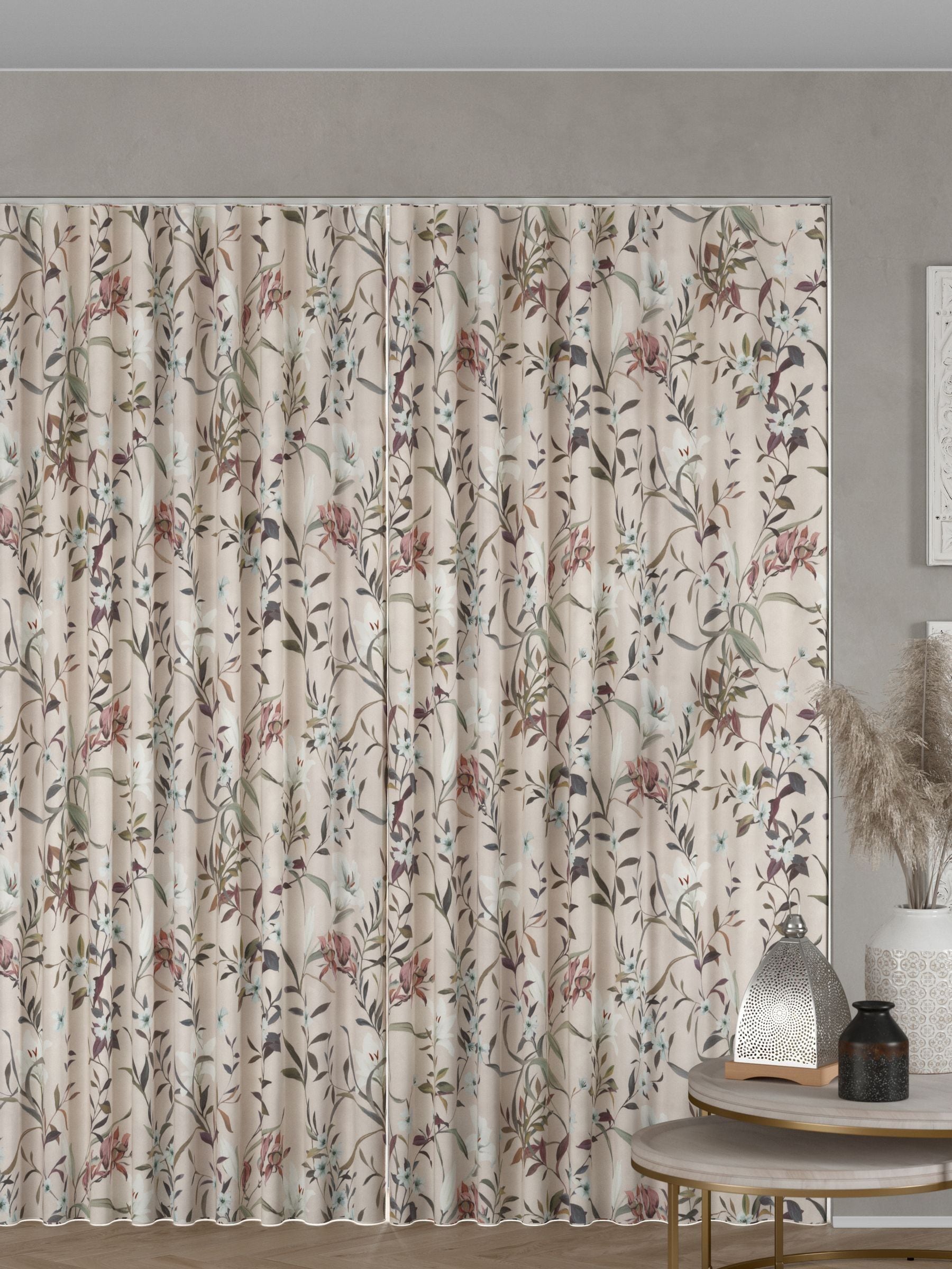 Next Pink Lily Floral made to measure curtains 100% cotton (British brand)