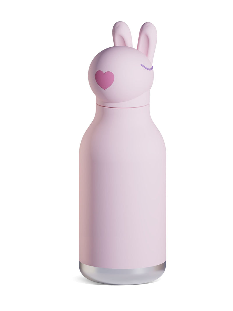 Stainless Steel Kids Water Bottle with Teddy Bear Lid, 16oz, Spill-Proof with Reusable Straw