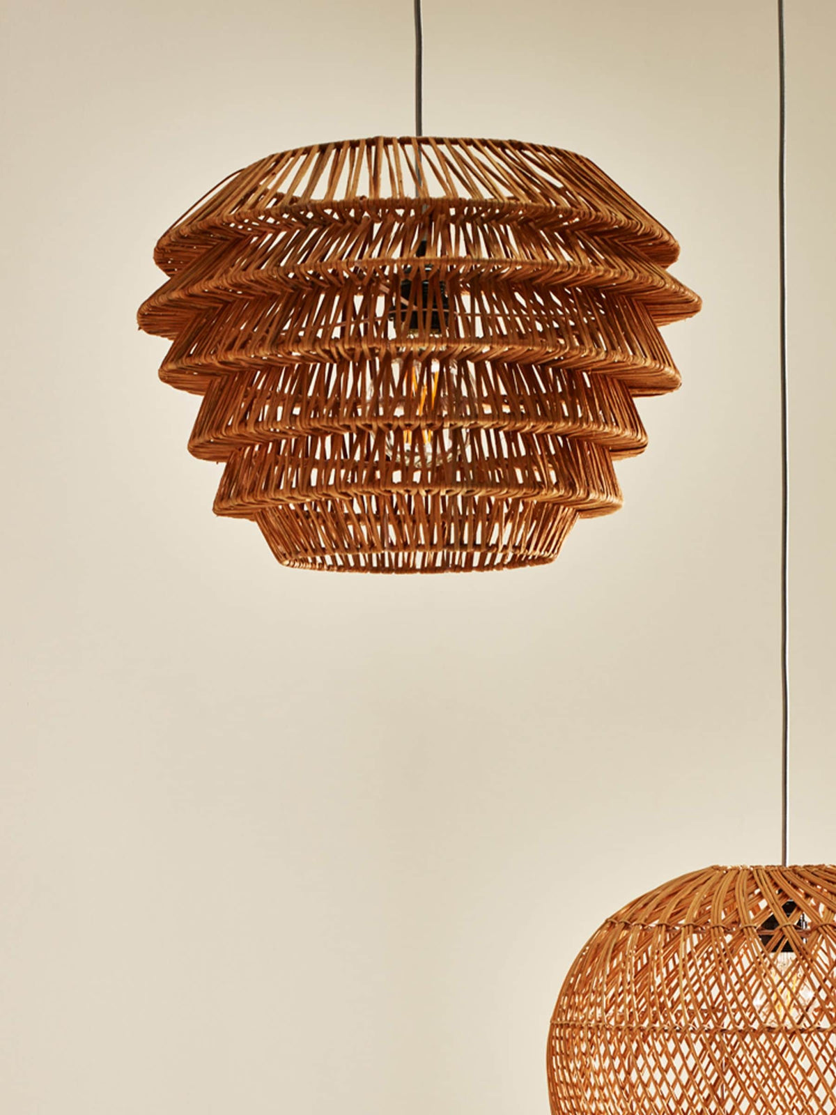 Oliver Bonas natural cono rattan woven lampshade 32x46cm, UK version