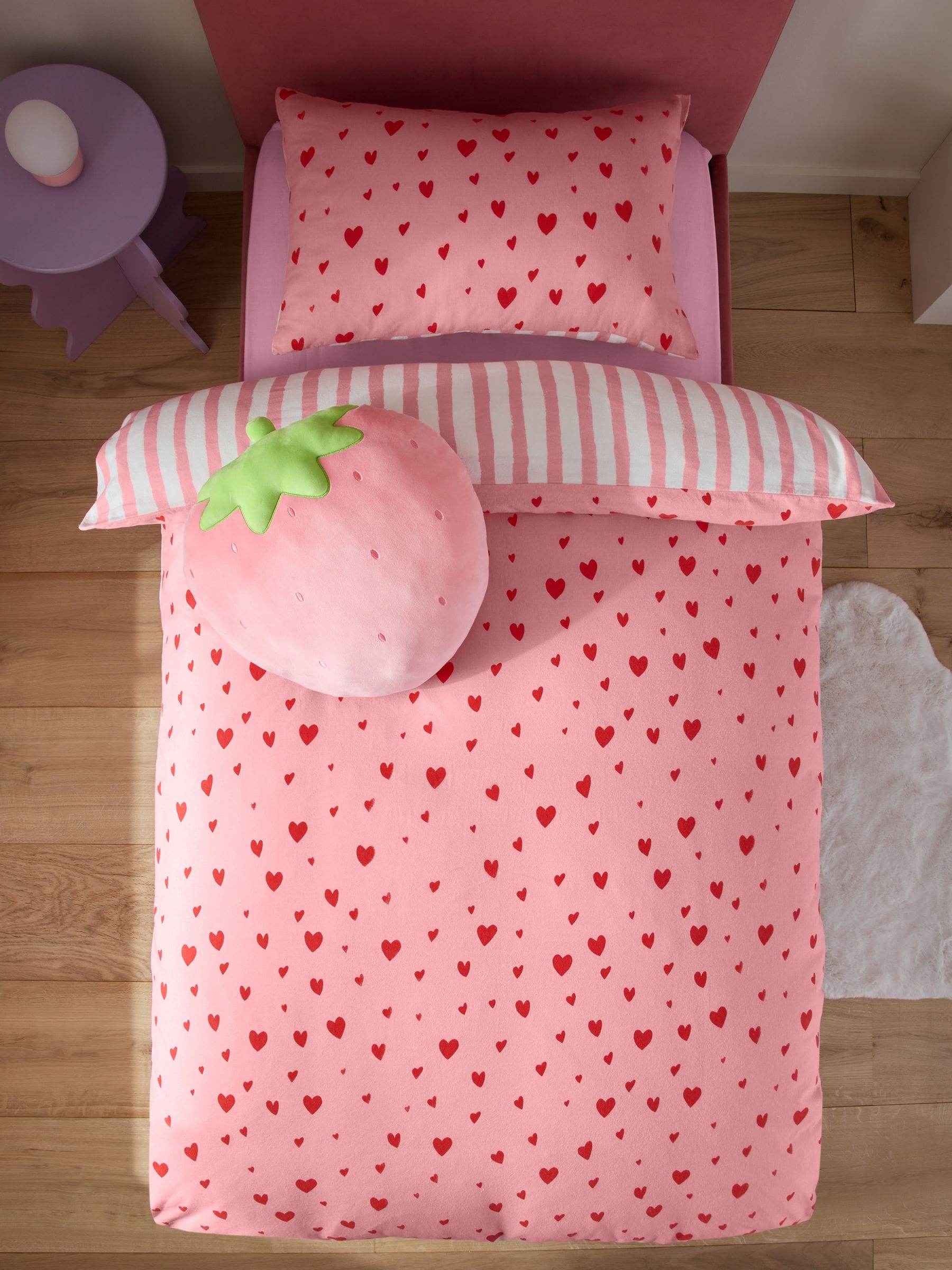 Pink red hearts duvet cover and pillowcase set, imported from the UK